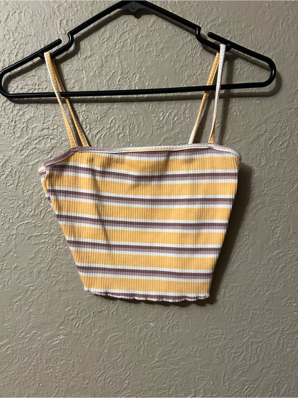 Ardene Yellow, White & Purple Striped Ribbed Cami